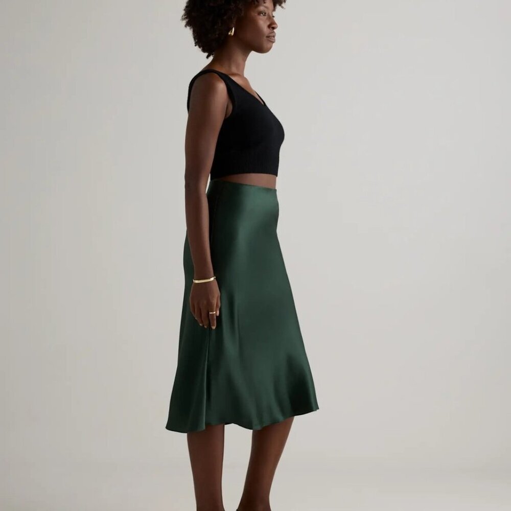 NWT Quince 100% Washable Silk Skirt. XL. Deep Green. Perfect Condition - Picture 11 of 14